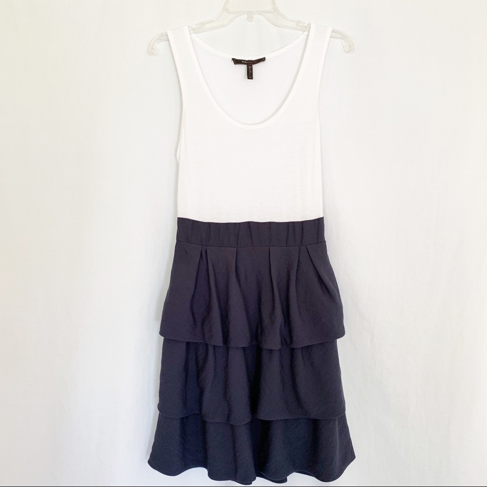 BCBG MAXAZRIA White Tank Dress with Navy Tier SZ 2